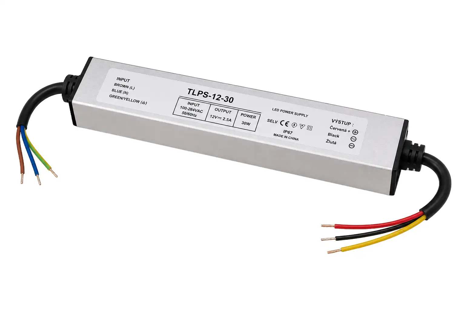 LED napájecí zdroj 12V 30W 2,5A IP67 hermetický pro venkovní a vnitřní instalace LED pásků